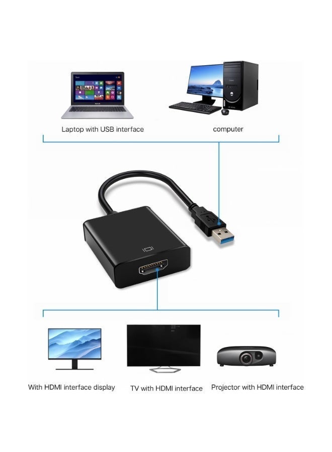 OSHIMA USB to HDMI Adapter, Converter with Audio 1080P Full HD Video Display Connector, for PC Laptop Desktop Projector HDTV, Compatible with Windows 11/10/8/8.1/7 and MacOS System - Image 2